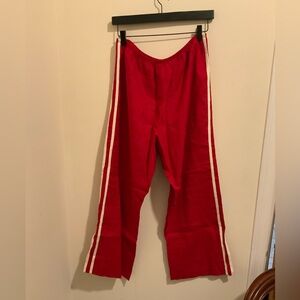 NWT DONNI. Red Linen Stripe Racer Pant Sz Large